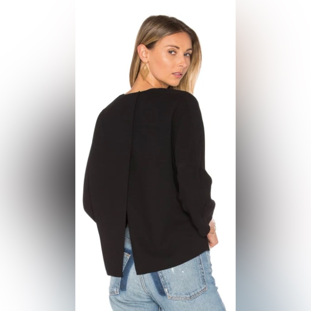 Vince Crepe Cady Split Back Flyaway Long Sleeve Top – Black – Size 8